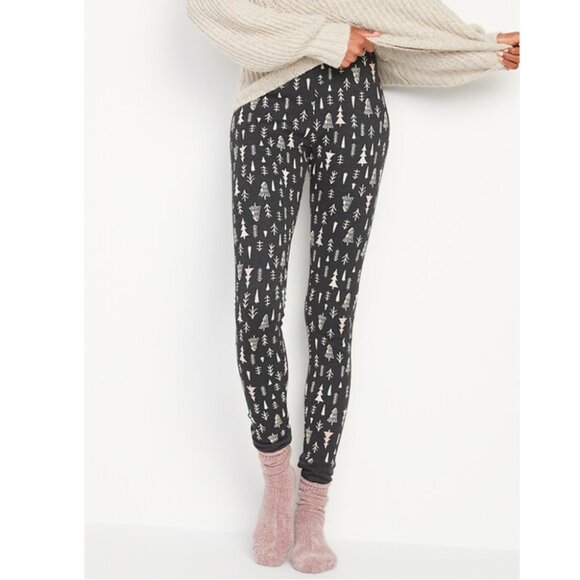 Old Navy waffle pajama PJ leggings grey trees size small tall - Picture 1 of 11